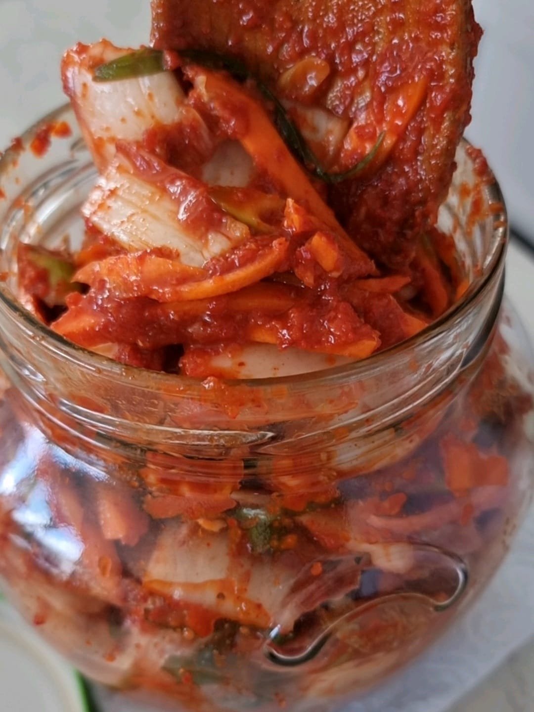 Put your kimchi in a jar and seal it tightly 