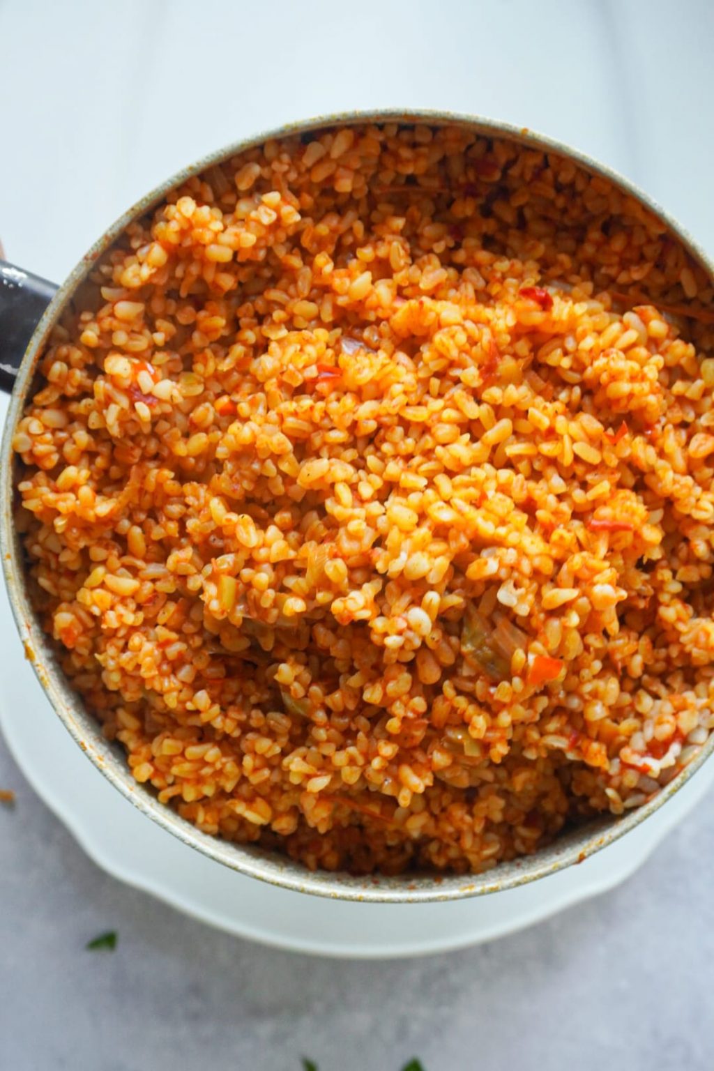 Turkish Bulgur Pilaf With Chicken Peanutswirls