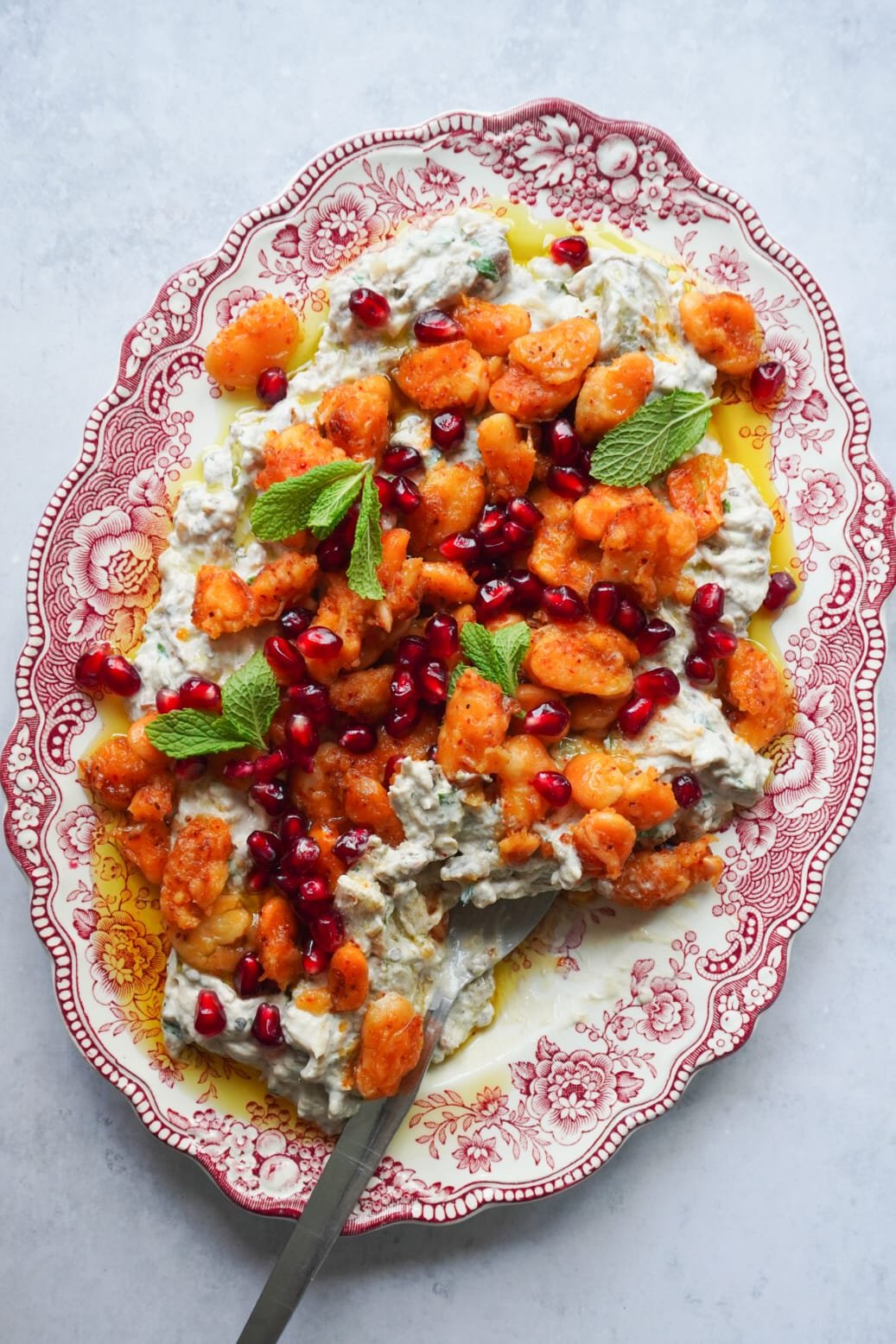 Perfect for festive season, this Tahini Walnut Aubergine Dip with Crispy Butter Beans is absolutely delicious.