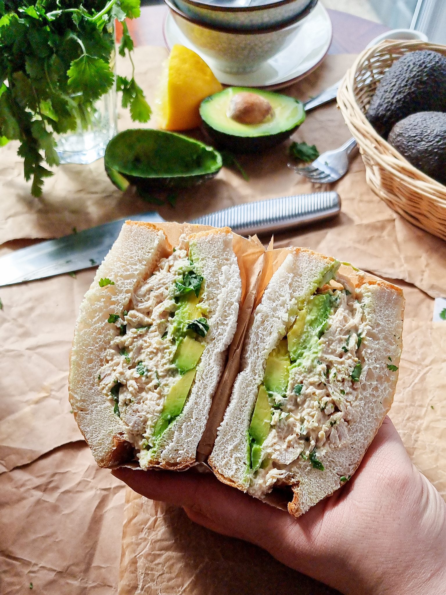 Chicken Coriander Mayo Avocado Sandwiches Peanutswirls