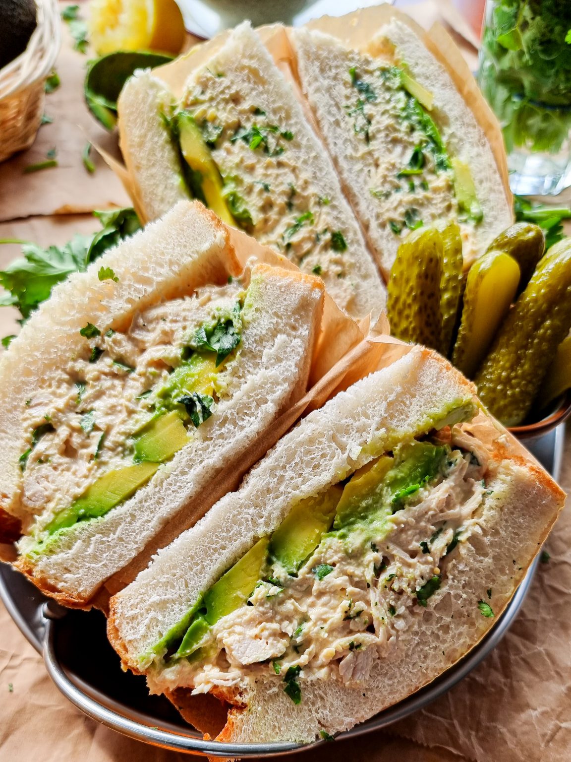 Chicken Coriander Mayo Avocado Sandwiches Peanutswirls