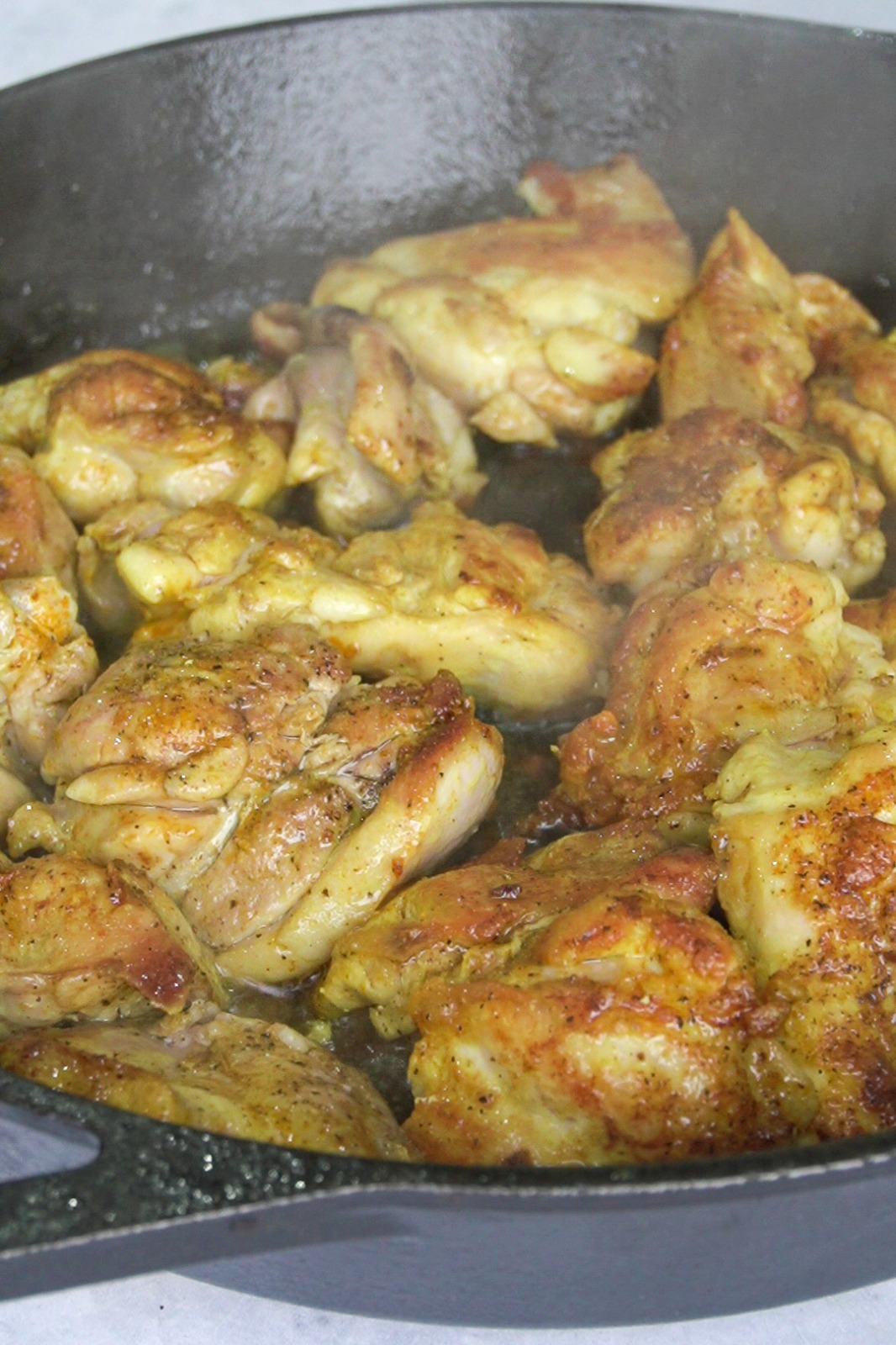 chicken pieces sizzled 