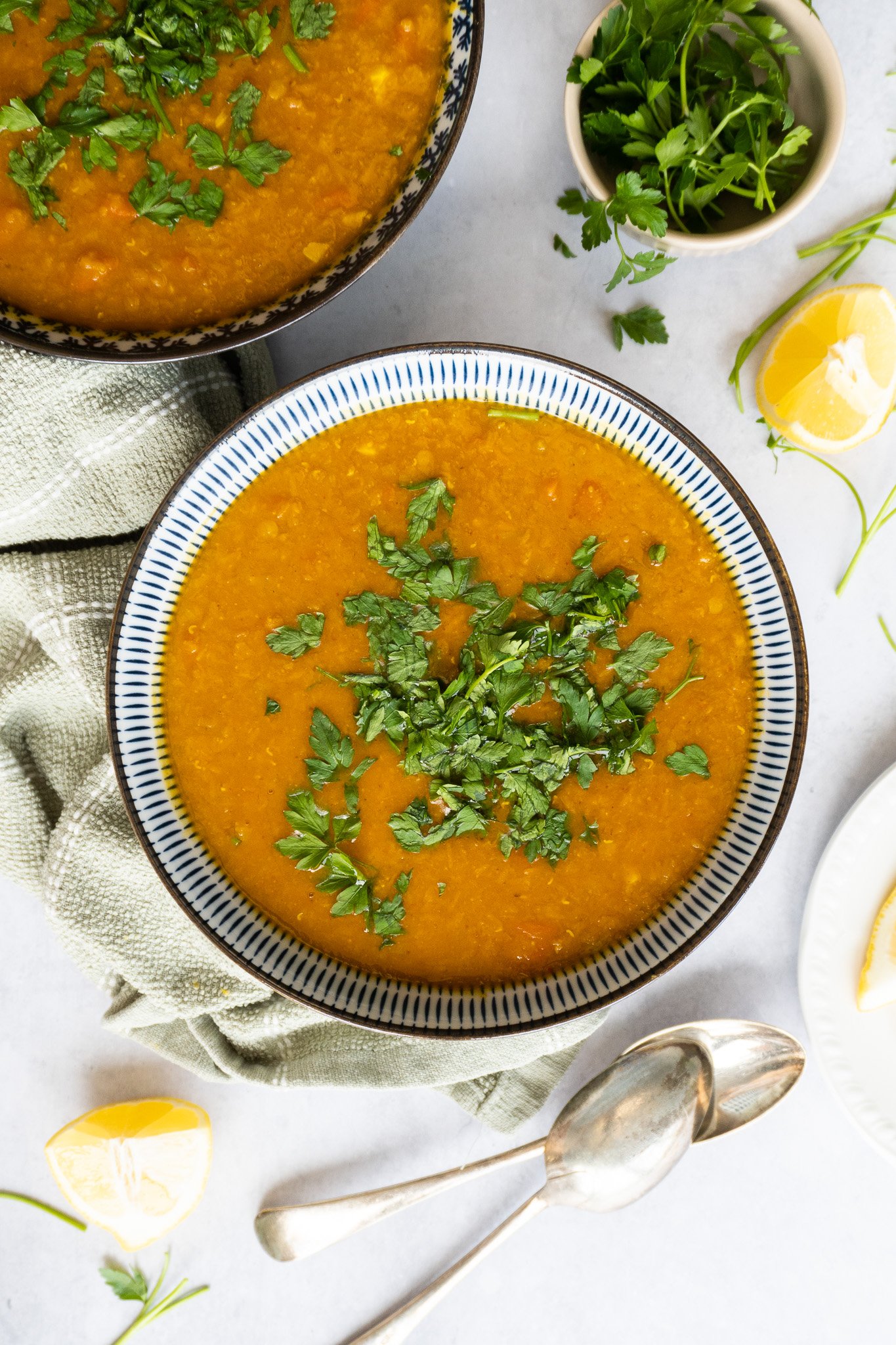 a bowl of authentic turkish soup - mercemik cobras garnished and ready to be enjoyed 