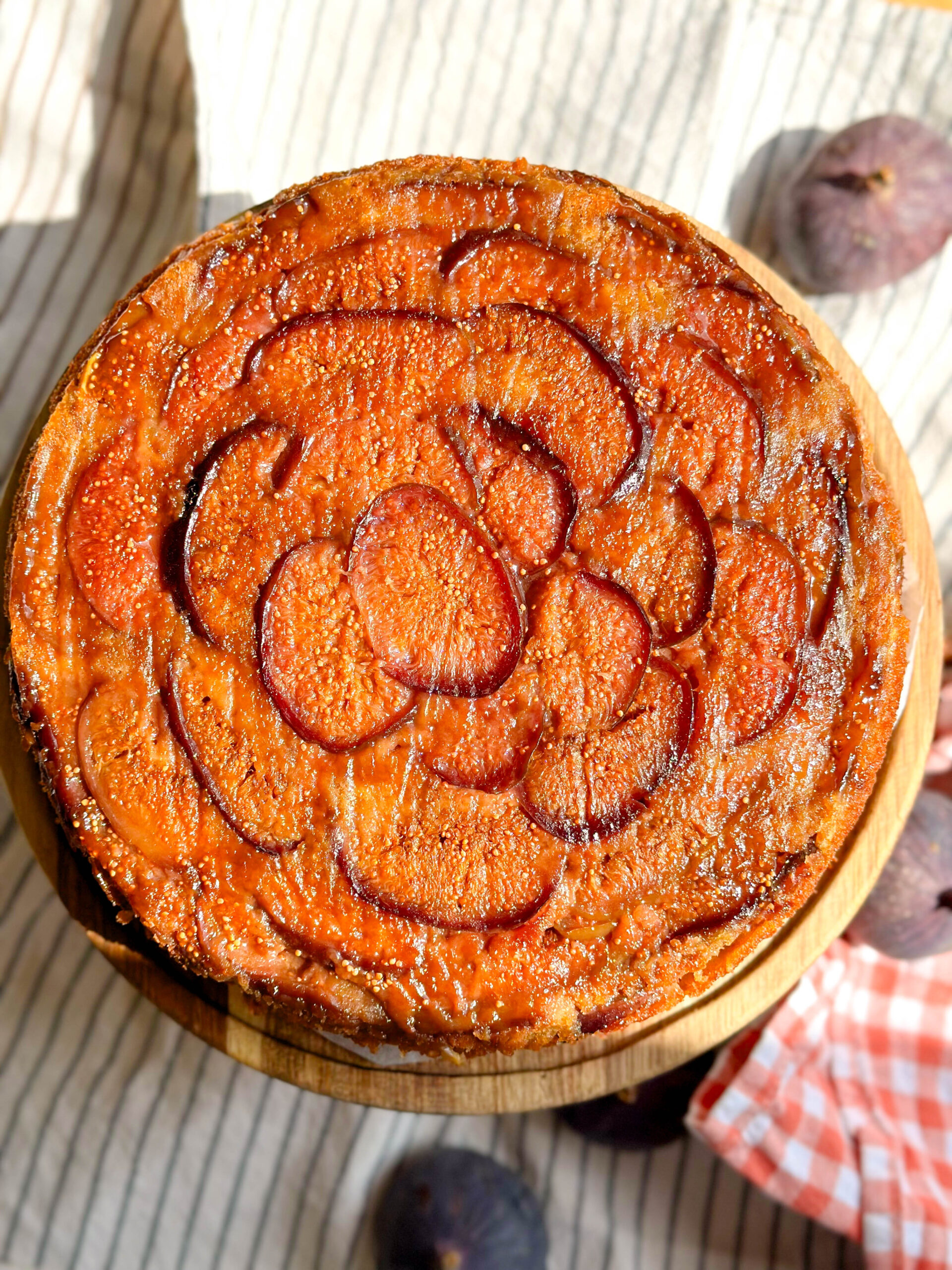 Delicious Fig and Almond Cake photographed from above