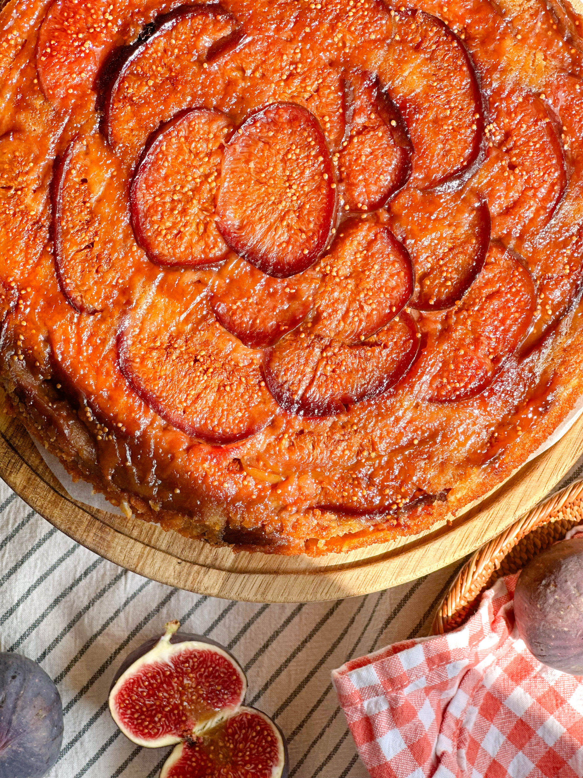 Delicious Fig and Almond Cake photographed from above